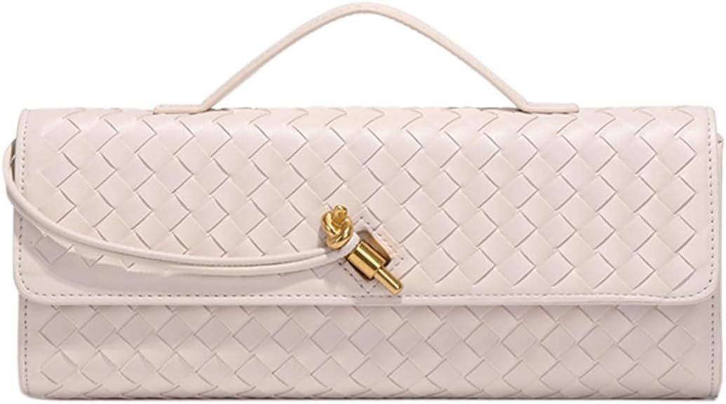 JYG Woven Handbag for Women Fashion Evening Shoulder Bag PU Leather Handmade Clutch Purse Casual ... | Amazon (US)