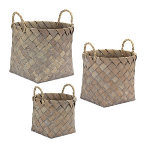 Woven Wicker Storage Baskets - 13.5" - Set of 3 | Christmas Central