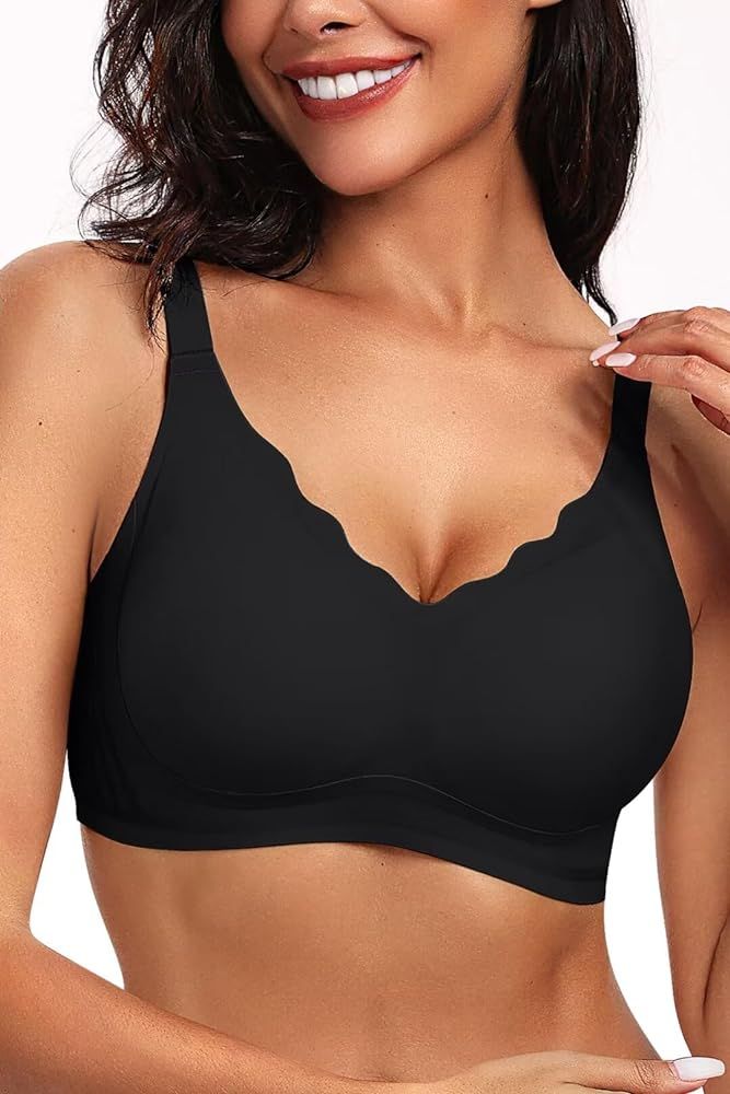 Vertvie Women's Seamless Bras No Underwire Scalloped Push Up Bras Soft Wireless Comfort Bralettes... | Amazon (US)