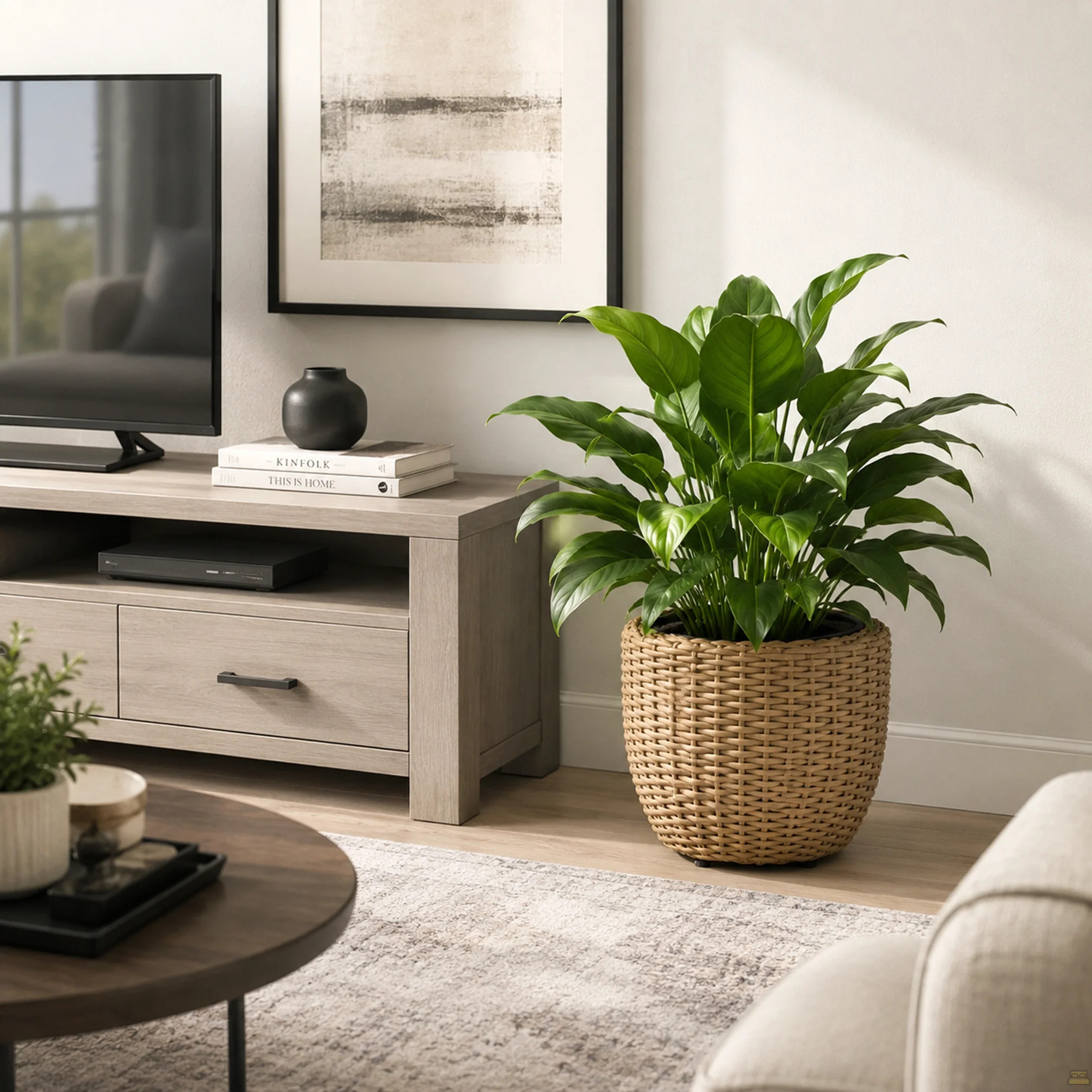13" Round Polyrattan Planter, Natural Resin Wicker Plant Pot with Steel Frame – Indoor Outdoor Decorative Basket with Black Insert | Wayfair North America