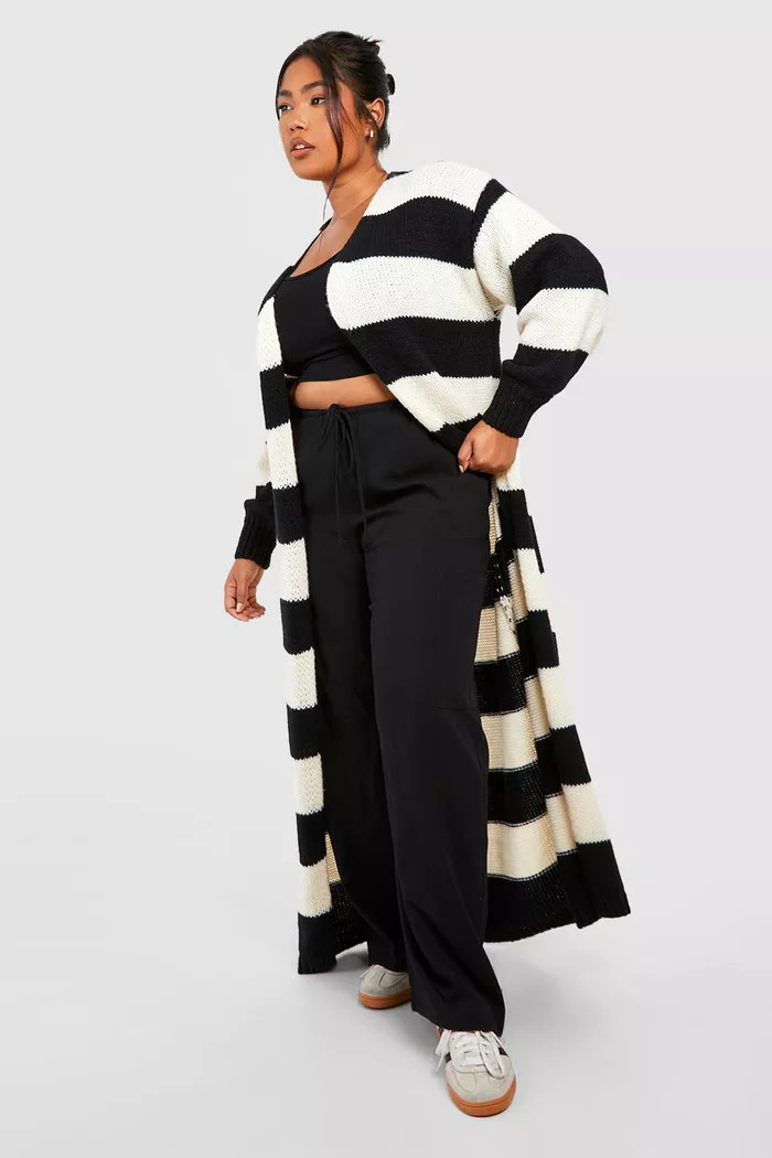 Plus Maxi Stripe Cardigan | boohoo (US & Canada)