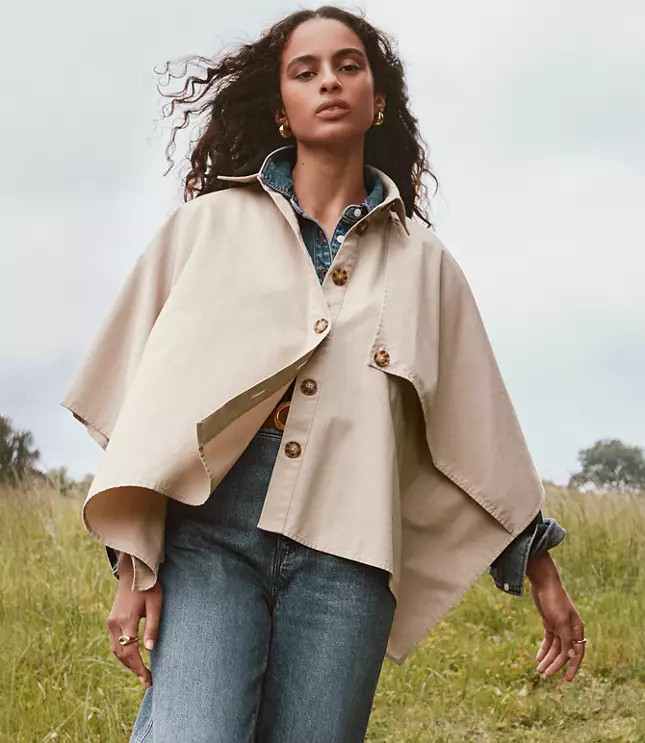 Twill Trench Cape | Loft | LOFT