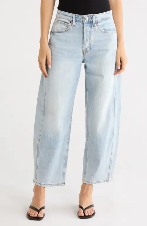 Good American High Waist Ankle Barrel Jeans in Indigo1351 at Nordstrom, Size 0 | Nordstrom