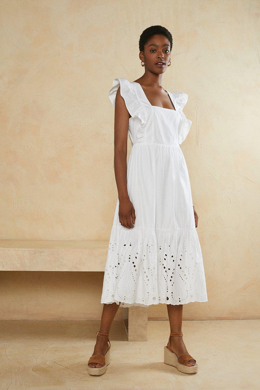 Frill Smock Broderie Hem Dress | Oasis UK & IE 