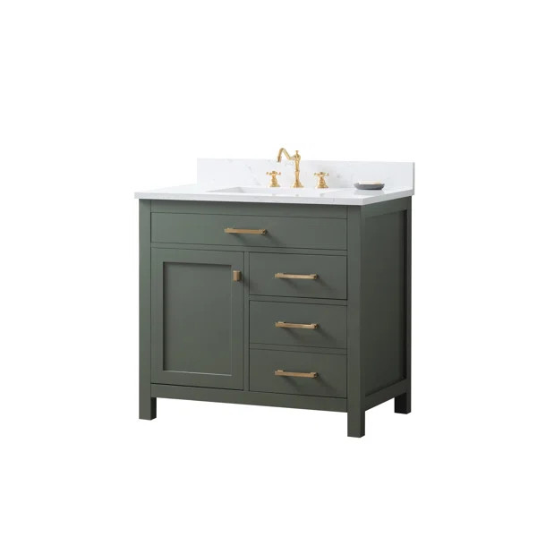 Saur 36'' Free Standing Single Bathroom Vanity with Engineered Stone Top | Wayfair North America