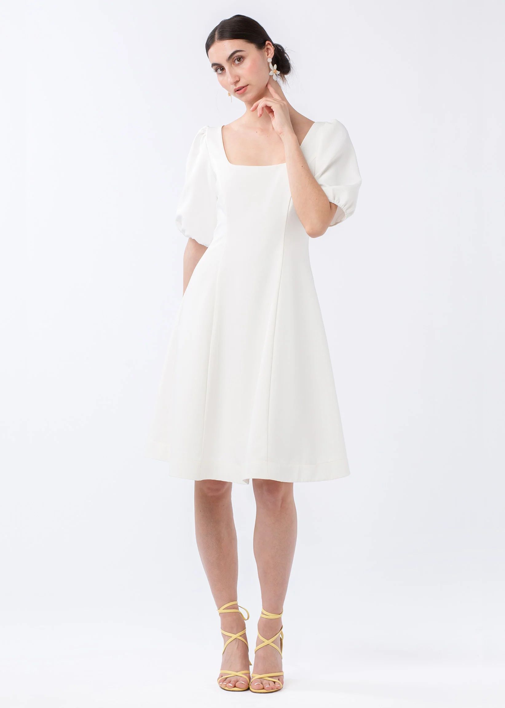 Margot Square Neck Dress White | Abbey Glass