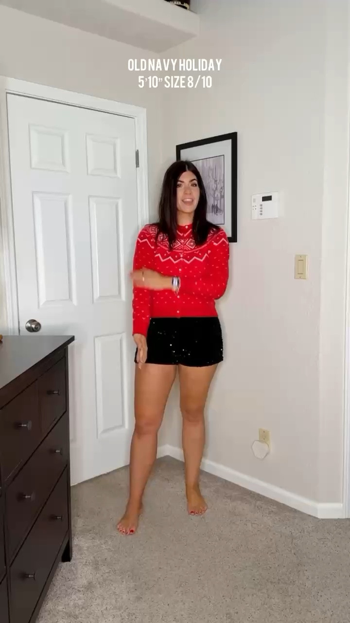 old navy sale! In a small tall cardigan (size down!) And medium sequin shorts

fall outfits, family photos outfits, fall family photos, thanksgiving outfit, fall dress, trending, midsize fall, fall outfit inspo, midsize style, casual outfit, fall colors, sweater weather, midsize fashion, fall fashion, fall chic, easy outfit, mom style, midsize mom, trending fall fashion,, red christmas sweater, black sparkly shorts

#LTKHoliday #LTKootd #LTKMidsize