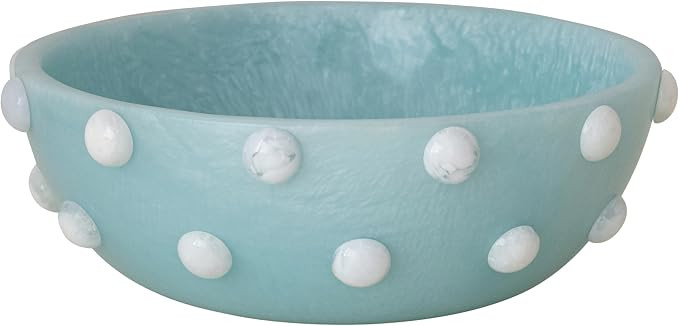 Bloomingville Marbled Resin Hobnail Bowl, Blue and White | Amazon (US)