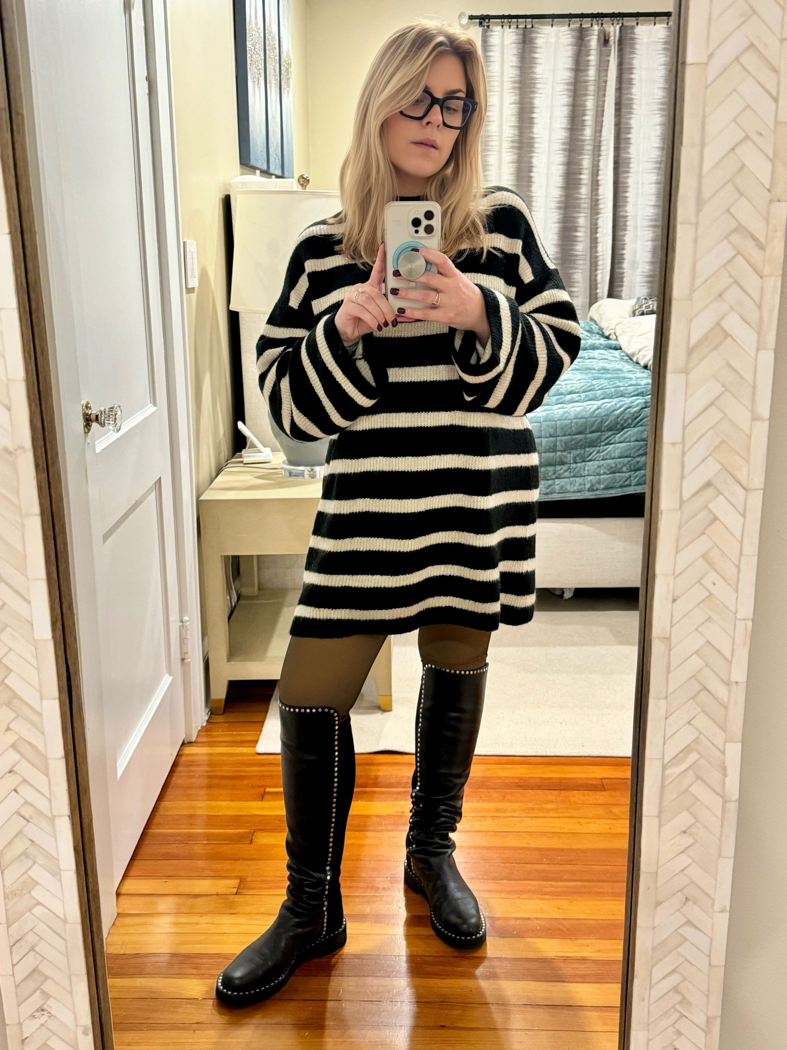 Winter Outfits
Wearing a fav look tonight for a quick pizza night out! And the tights are actually leggings that look like skin. Truly the best find on Amazon in 2024z

Sweater dress comfortable tights leggings dresses warm date night look boots knee high 

#LTKFindsUnder100 #LTKShoeCrush