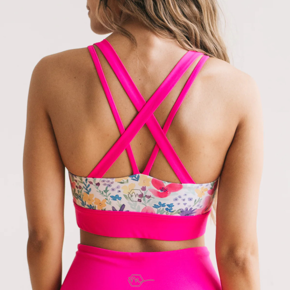 Criss Cross Sports Bra - Hot Pink Floral | MT SPORT | Maven Thread