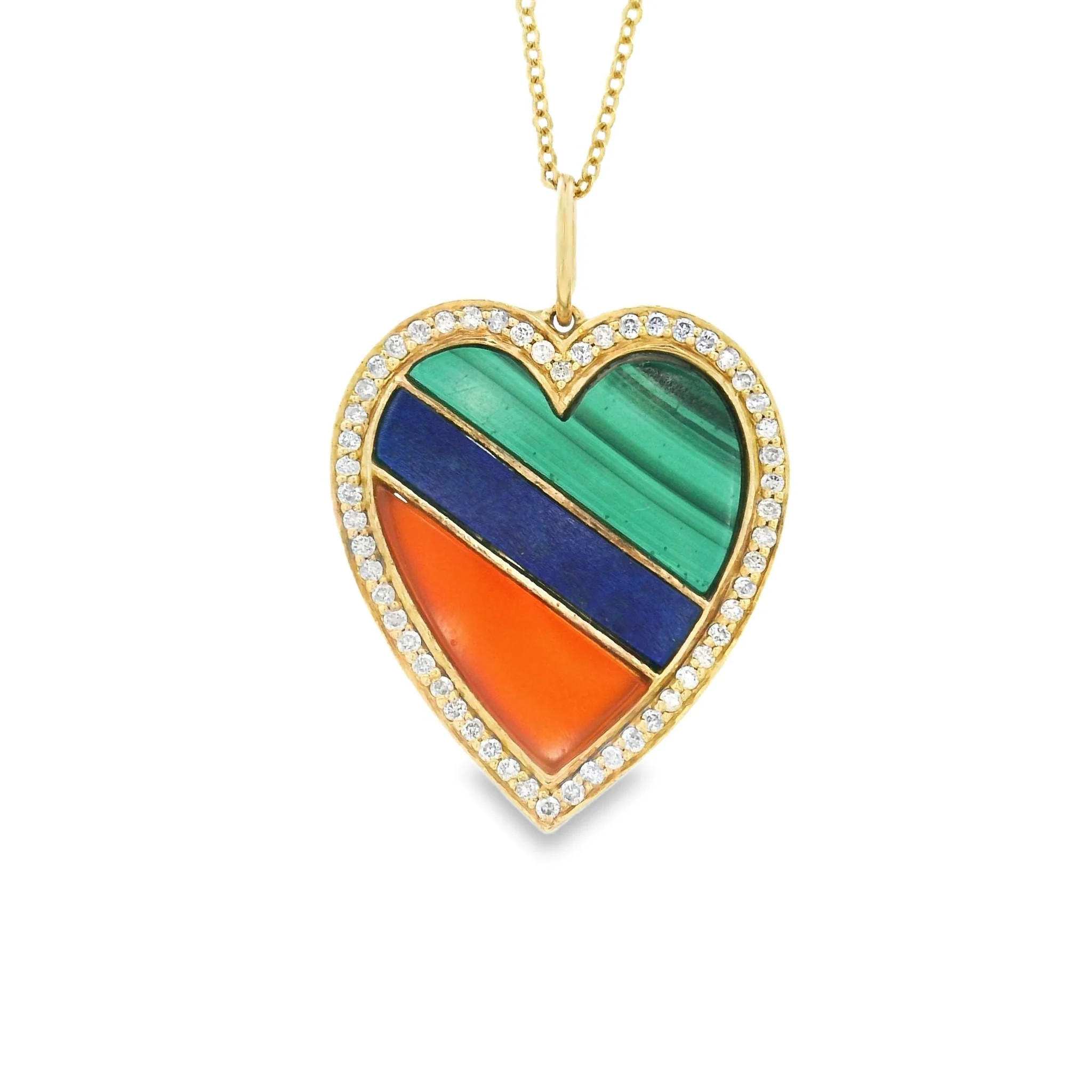 MCJ2 14k Gold Charm Multi-Gemstone Diamond Heart Charm - Shop | Shop.com