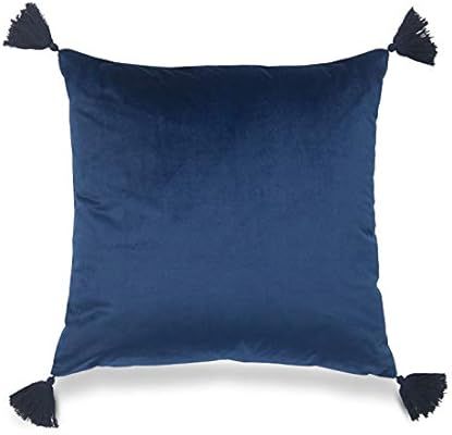 Hofdeco Coastal Decorative Throw Pillow Cover ONLY, for Couch, Sofa, or Bed, Navy Blue Solid Tass... | Amazon (US)