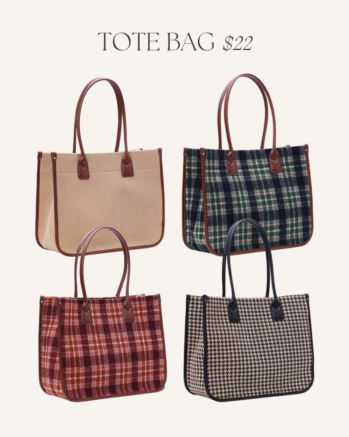 Time and Tru Women's Houndstooth Mini Tote Bag
