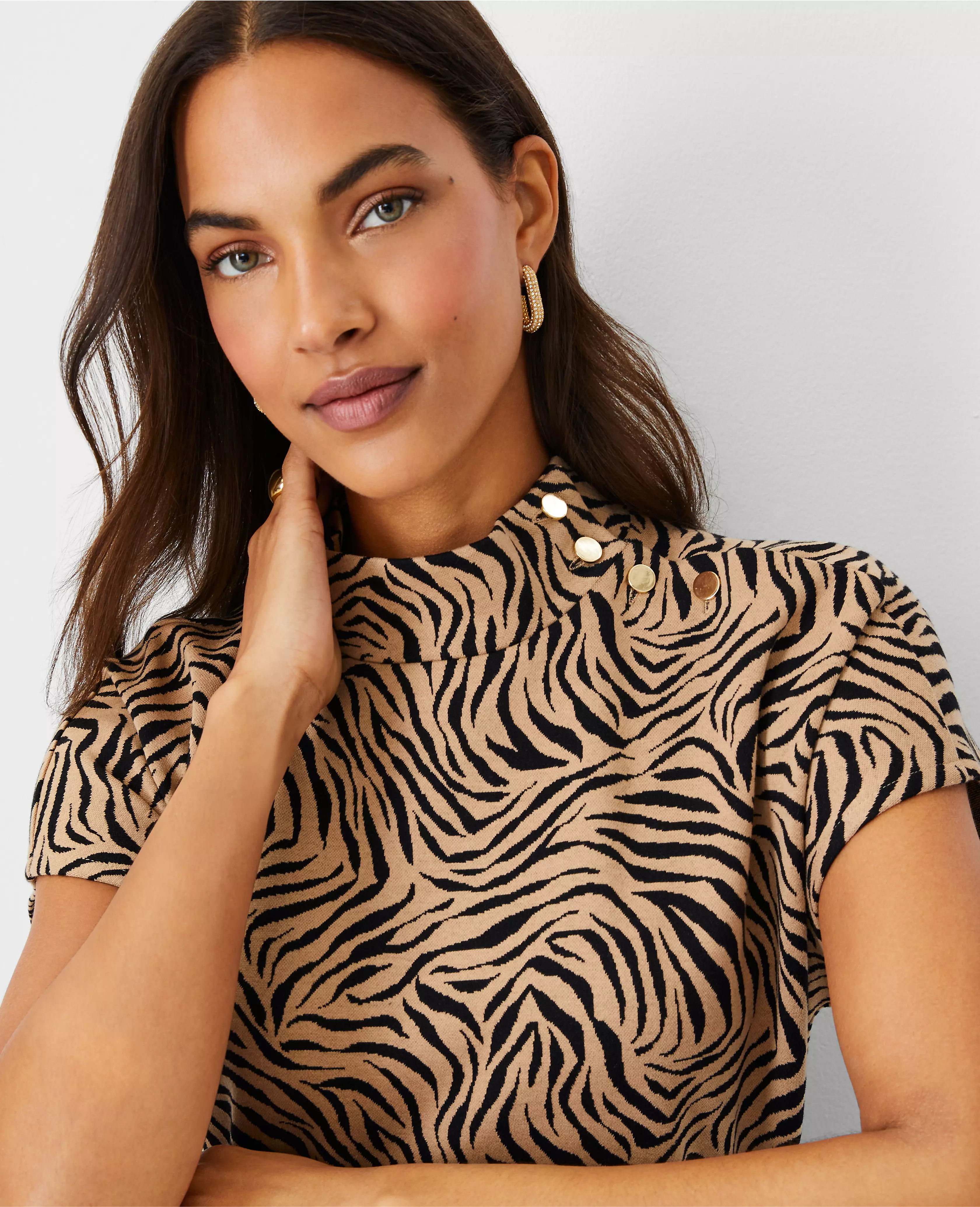Animal Print Mock Neck Dolman Top | Ann Taylor (US)