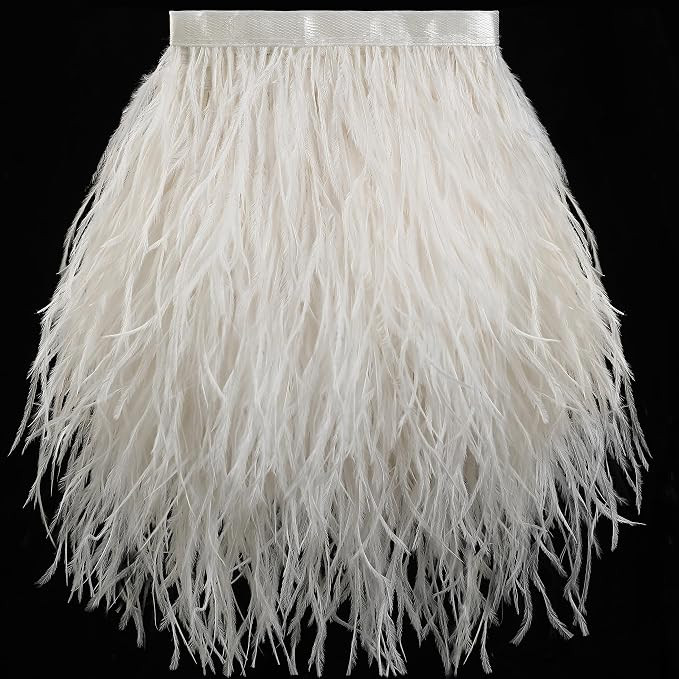 Soarer 5-7inch Off-White Ostrich Feather Trim for DIY Sewing,2Yards | Amazon (US)