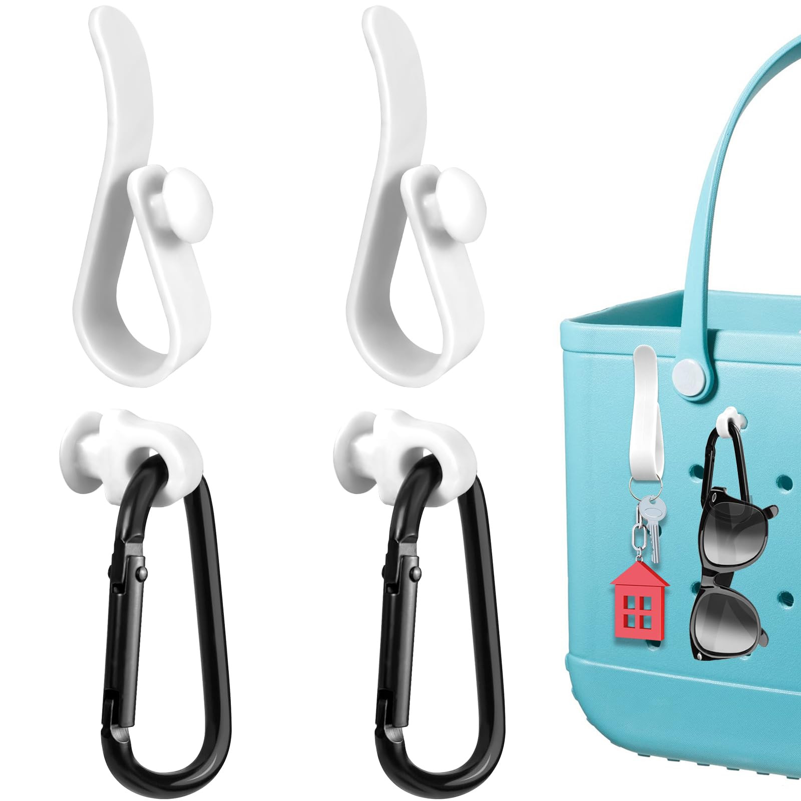 4Pcs Hooks Set Accessories Compatible for Bogg Bag, Insert Carabiner Key Chain Holder Charms, Com... | Amazon (US)