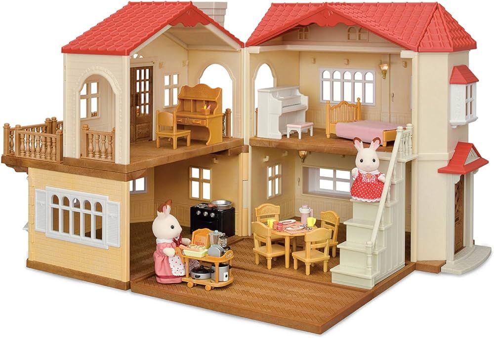 Calico Critters Red Roof Country Home - Dollhouse Playset with Figures, Furniture and Accessories... | Amazon (US)