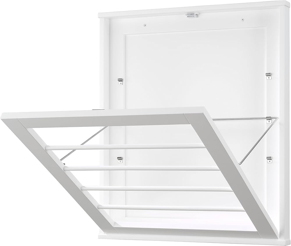 Whitmor MDF, Wood, Steel Wall Mounted Drying Rack for Storage, White | Amazon (US)