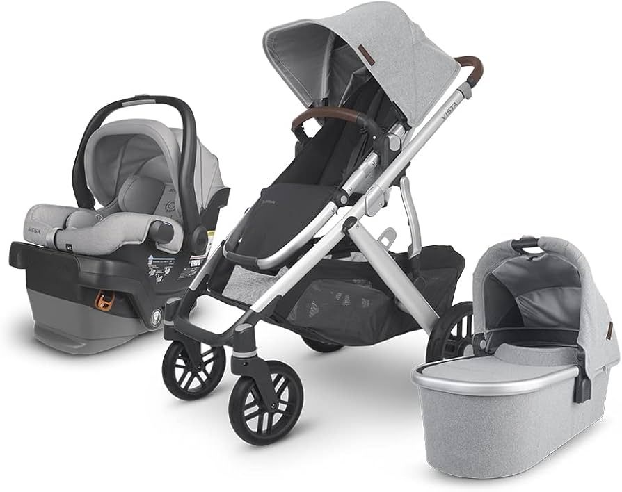 Vista V2 Stroller -Stella (Grey Brushed mélange/Silver/Chestnut Leather) + MESA V2 Infant Car Se... | Amazon (US)