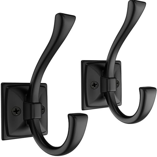 TOFIIGREM 2 Pack Antique Black Coat Robe Hooks for Wall Hanging Hat, Key, Bag, Robe, Towel, Mudroom Hook Entrance Bathroom Door Decorative Heavy Duty Hats Hanger | Amazon (US)