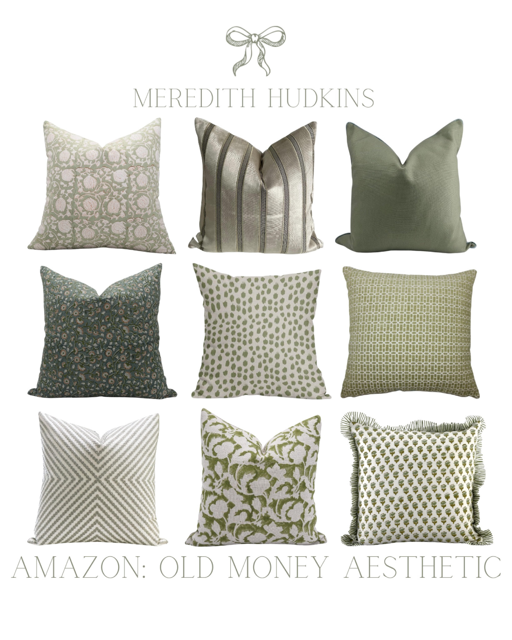 Meredith Hudkins coastal home decor, old money, aesthetic, old money style preppy home decor, decorative accent, living room, primary bedroom, entryway, dining room, traditional home decor, timeless, home decor, classic style , chinoiserie, throw pillow, Accent pillow, green pillow, velvet, pillow block, print pillow, sage, pillow, Amazon home


#LTKHome #LTKFindsUnder100 #LTKSaleAlert