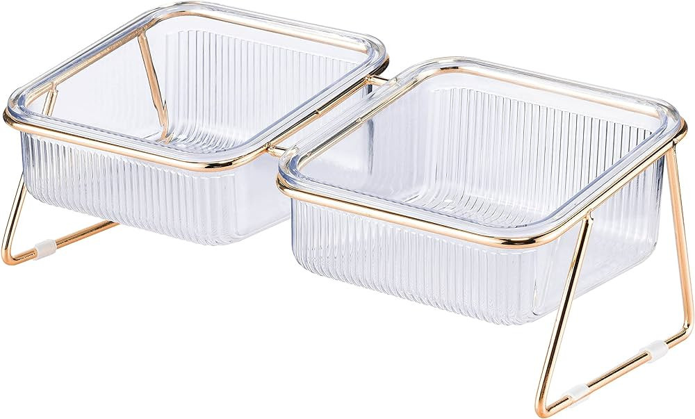 Elevated Cat Bowls, 5.5 inches Food & Water Bowls 15° Tilted Raised Food Feeding Dishes with Iro... | Amazon (US)