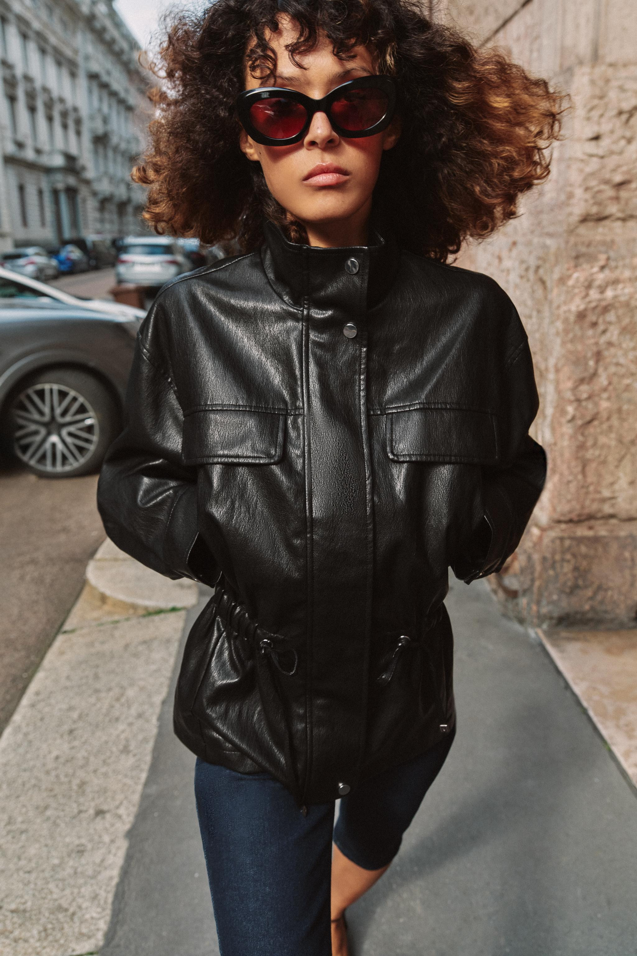 FAUX LEATHER HIGH COLLAR JACKET | Zara Canada