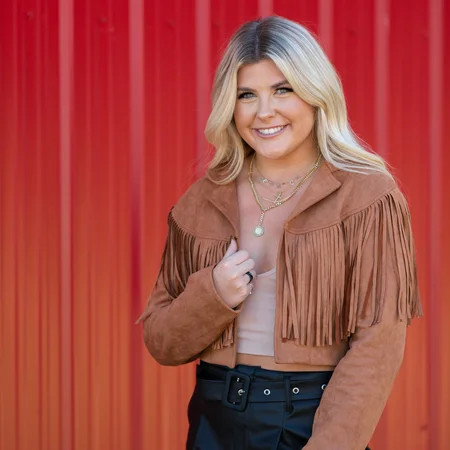 Faux Suede Fringe Jacket - Camel | Walmart (US)