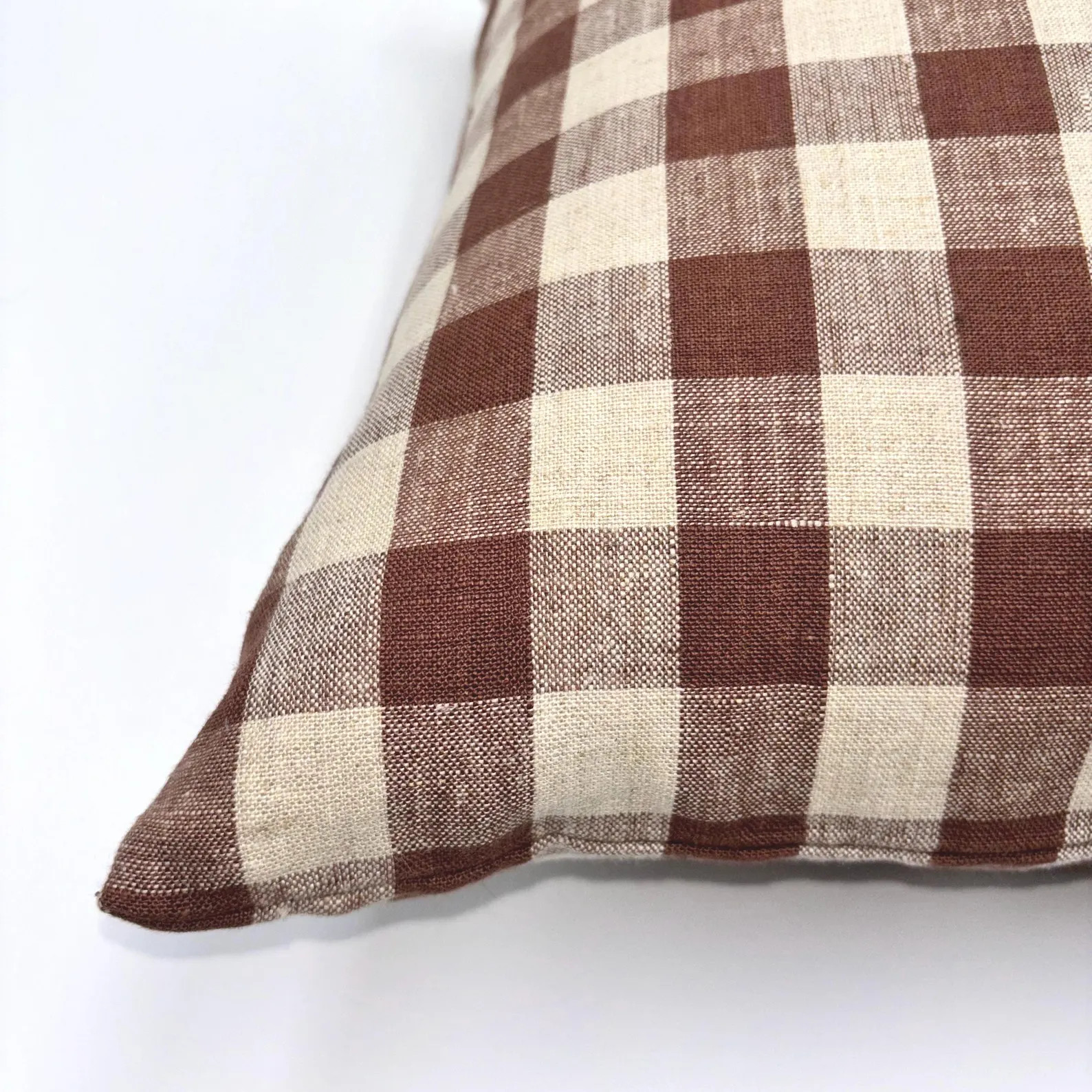 Gingham Pillow Coverlinen Pillowbrown Pillow Coverneutral Pillow Coverbuffalo Plaid Pillowfarmhou... | Etsy (US)