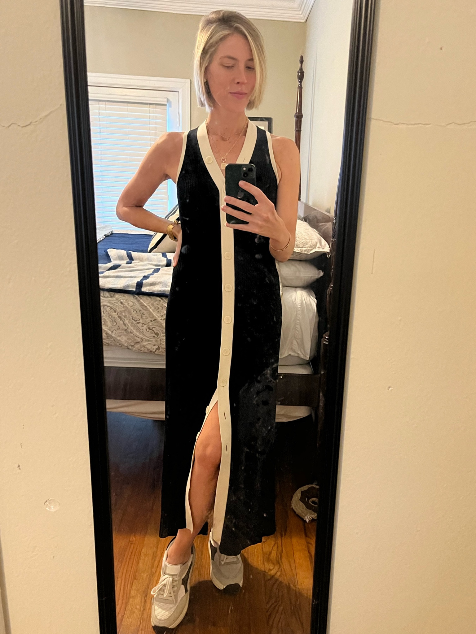 Versatile sweater dress for summer. Black and white sleeveless sweater dress. Sweater dress. Dress with sneakers. Rent the Runway dress. Sandro dresses. 

Wearing a Sandro Dress from Rent the Runway size 38 which is US size 4/6. Fits TTS. Good stretch. Great quality. Linked exact item to rent and similar to buy. 

Shoes from Walmart. Linked exact style  

#LTKxNSale #LTKOver40 #LTKFindsUnder100