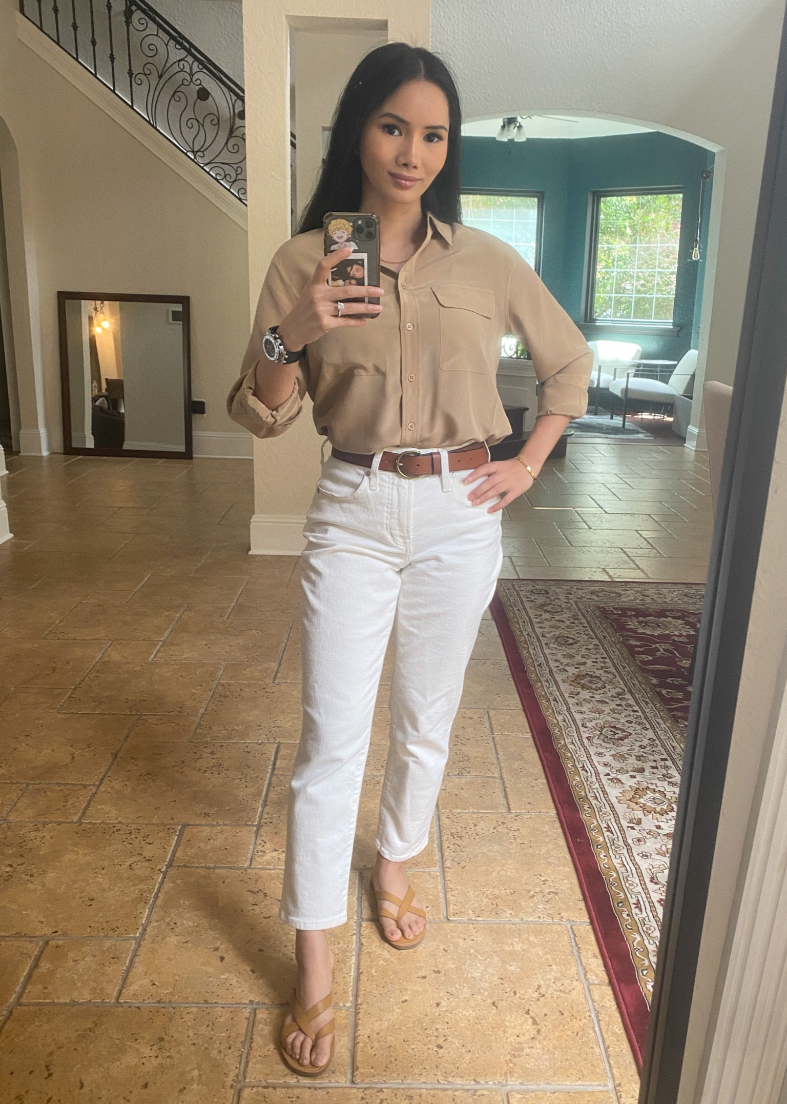 Silk shirt with white jeans! 

#LTKSeasonal #LTKSale #LTKsalealert