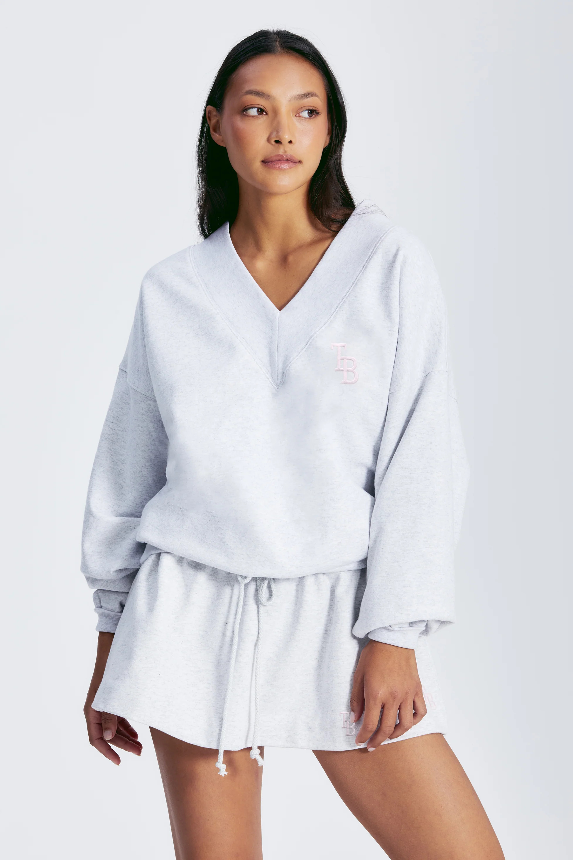 GRACE SWEATSKIRT LT HEATHER GREY/BLUSH | The Bar