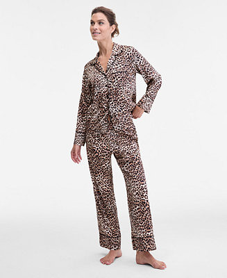 Women's Printed Satin Long Pajama Set, Macy's Exclusive | Macy's