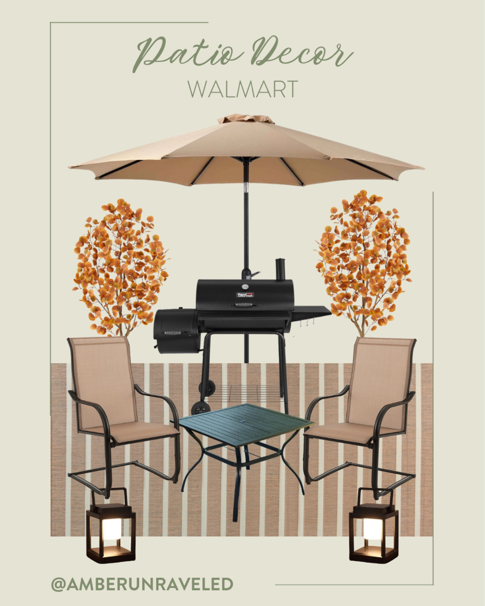 Dining out with your family and friends in the comforts of your home? It's possible with this patio decor from Walmart. Get this barrel grill smoker, outdoor umbrella tent, patio chairs, metal steel table, floor lamp, and more!
#affordabledecor #fallrefresh #homestyling #furniturefinds

#LTKSeasonal #LTKHome #LTKStyleTip