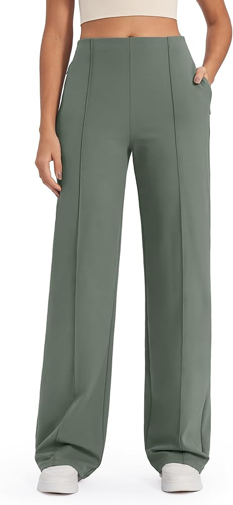G4Free Wide Leg Pants for Women High Waisted Yoga Pants with Pockets Stretch Casual Lounge Pants | Amazon (US)