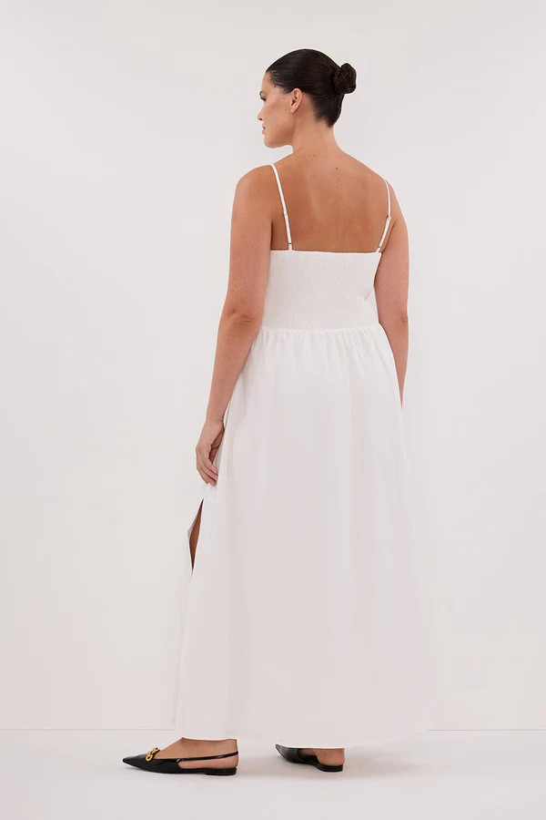 MILANO WHITE COTTON MIDI DRESS | DISSH