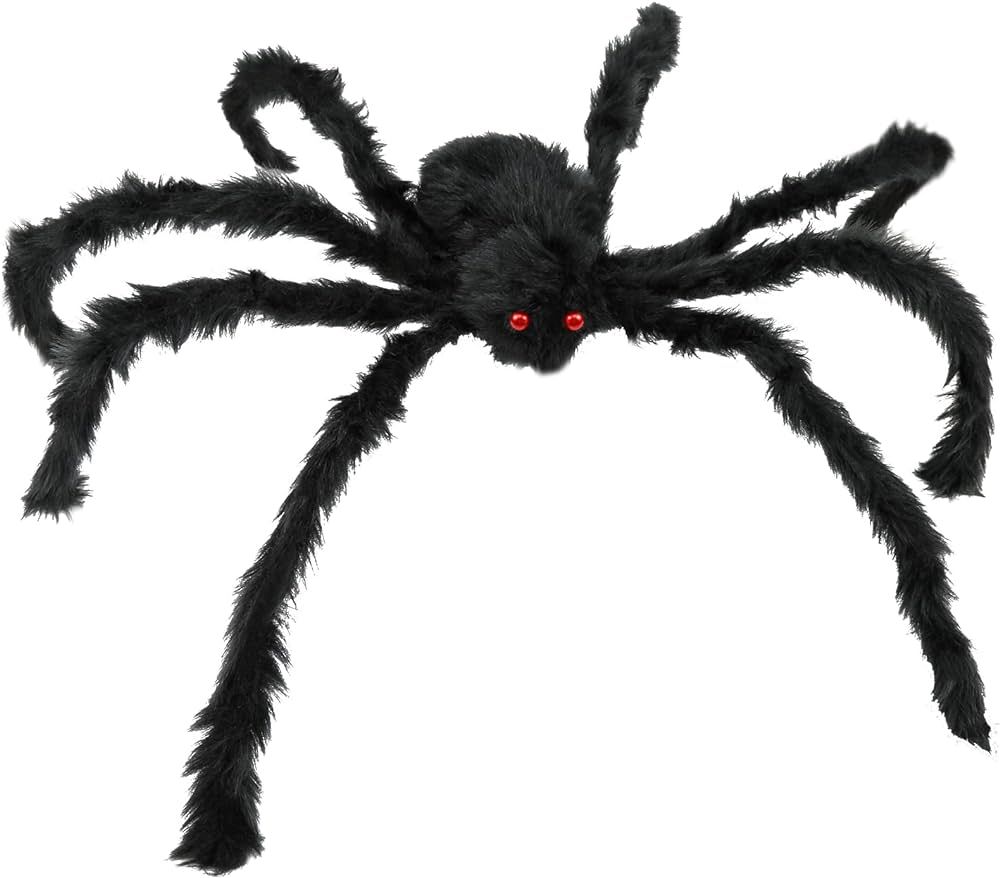 JAMIEWIN Giant Spider for Halloween Decoration, 55 inch Large Hairy Fake Spider Props, Scary Hallowe | Amazon (US)