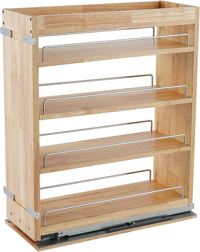 DINDON Pull Out Spice Rack Cabinet Organizer, (8" W x 21.9" D x 25.2" H) Multi-Use Soild Wood Pul... | Amazon (US)