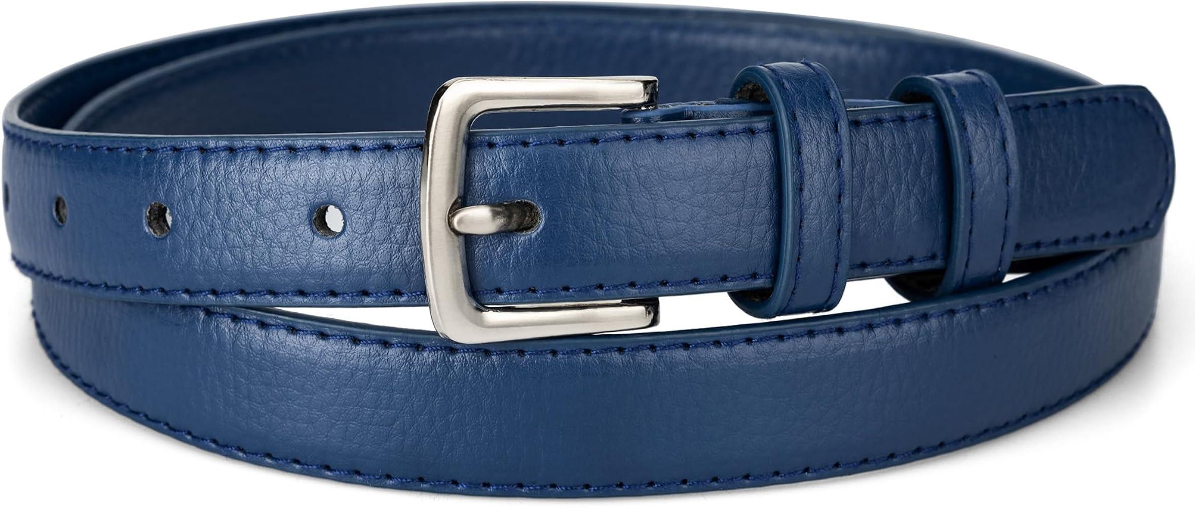 maikun Womens Skinny Leather Belt, Solid Color Pin Buckle, PU Leather Classic Waist Belt for Ladi... | Amazon (US)