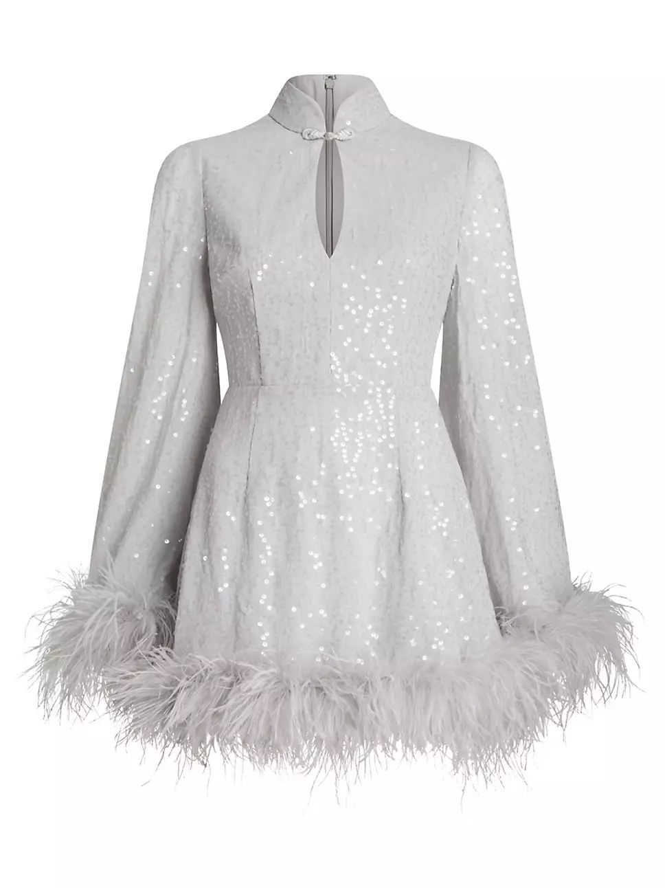 Bianca Sequin Feather-Trim Minidress | Saks Fifth Avenue