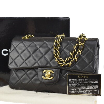 CHANEL CC Double Flap Matelasse 23 Chain Shoulder Bag Leather Black GD 859JH028 | eBay US