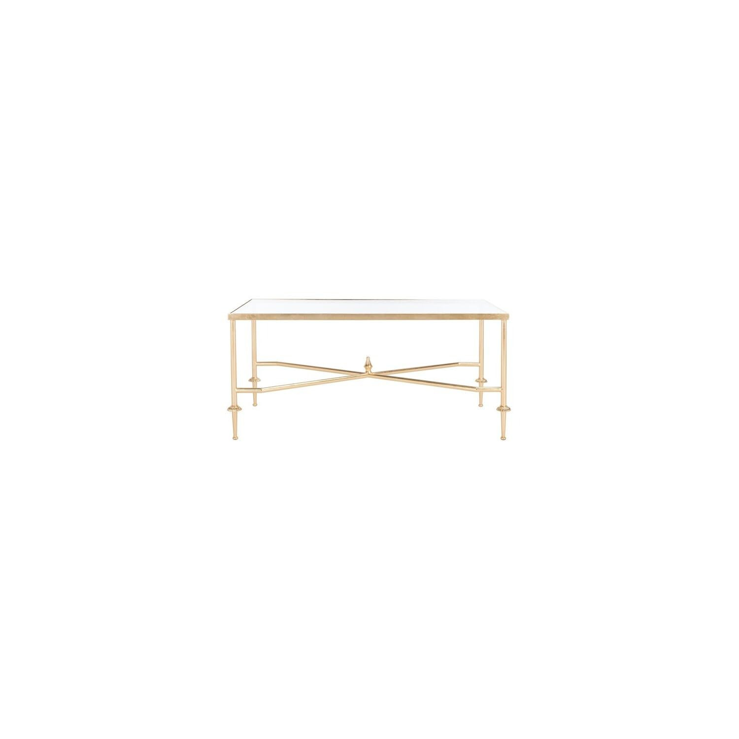 SAFAVIEH Couture Collection Devi Gold Leaf Rectangle Coffee Table (Fully Assembled) | Amazon (US)