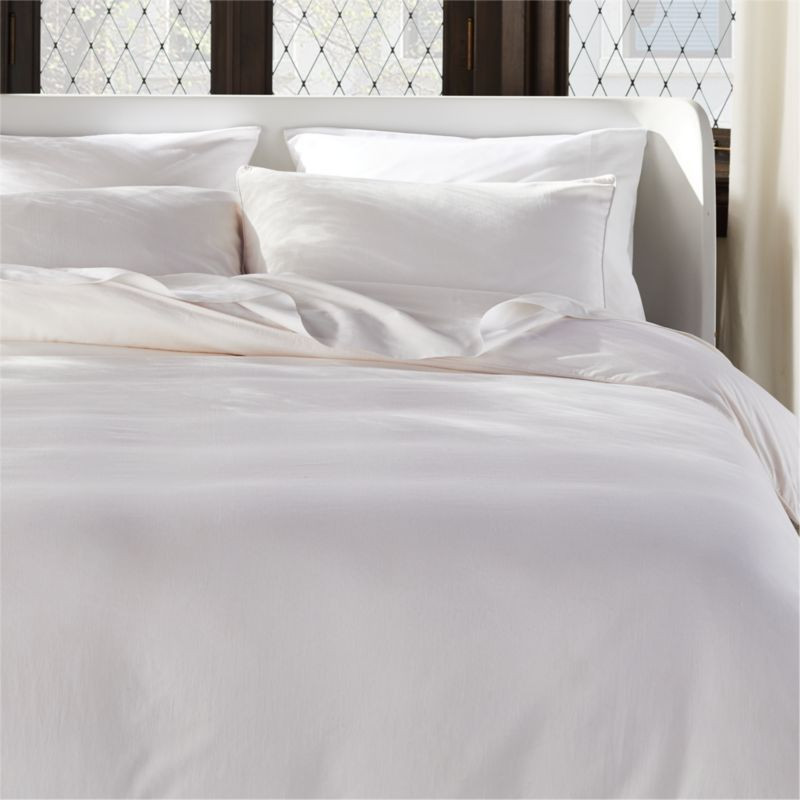 Bridge Ivory Cotton Sateen King Modern Duvet Cover + Reviews | CB2 | CB2