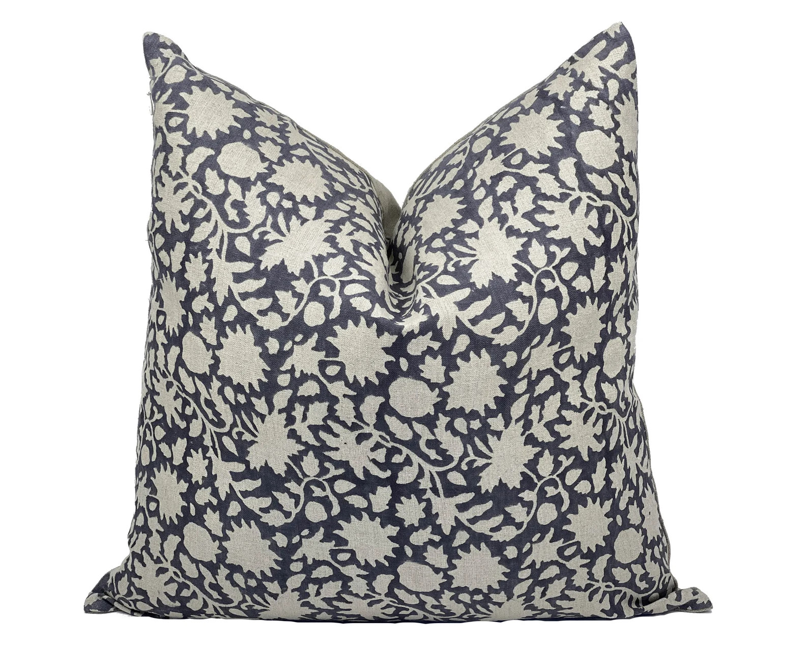 AMARA Designer Indigo Linen Pillow Cover Block Print - Etsy | Etsy (US)