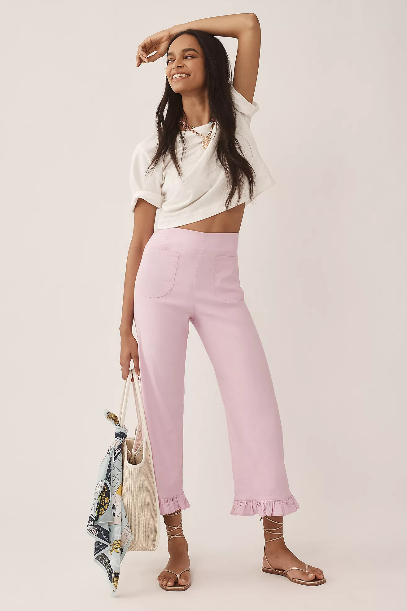 The Colette Ruffled Cropped Wide-Leg Pants by Maeve: Magic Fabric Edition | Anthropologie (US)