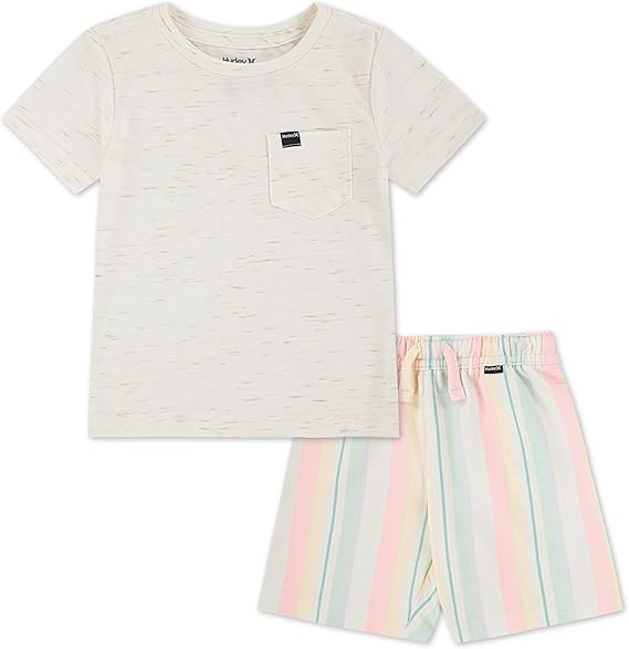 Hurley Baby and Toddler Boys' Soft Basic Cloud Slub T-Shirt and Shorts 2-Piece Outfit Set | Amazon (US)