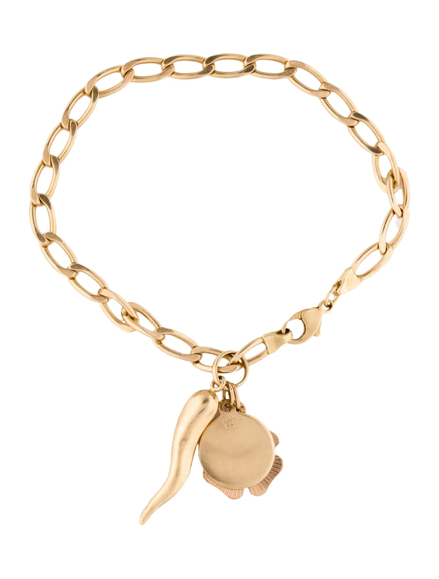 14K Multi Charm Link Bracelet | The RealReal