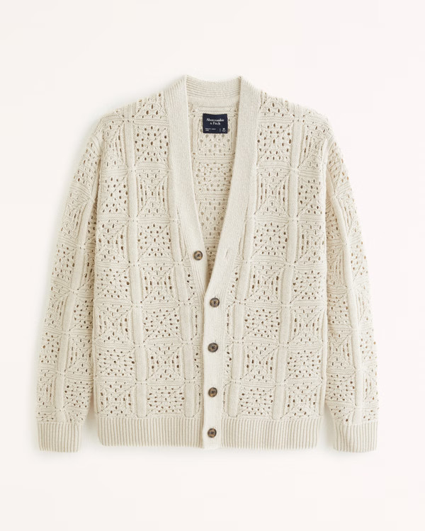 Men's Crochet Cardigan | Men's Tops | Abercrombie.com | Abercrombie & Fitch (US)
