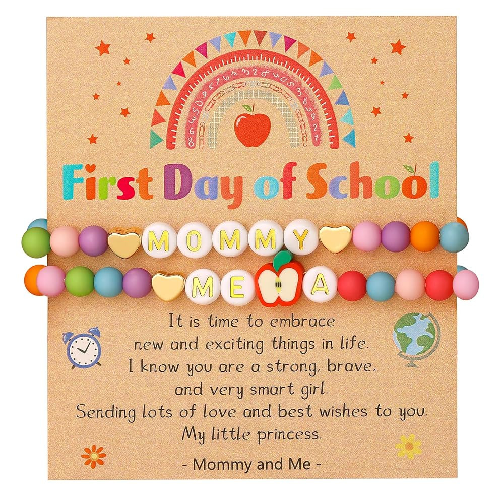 Bellino First Day of School Initial Bracelets, Back to School Bracelet Mommy and Me, Color Beads ... | Amazon (US)