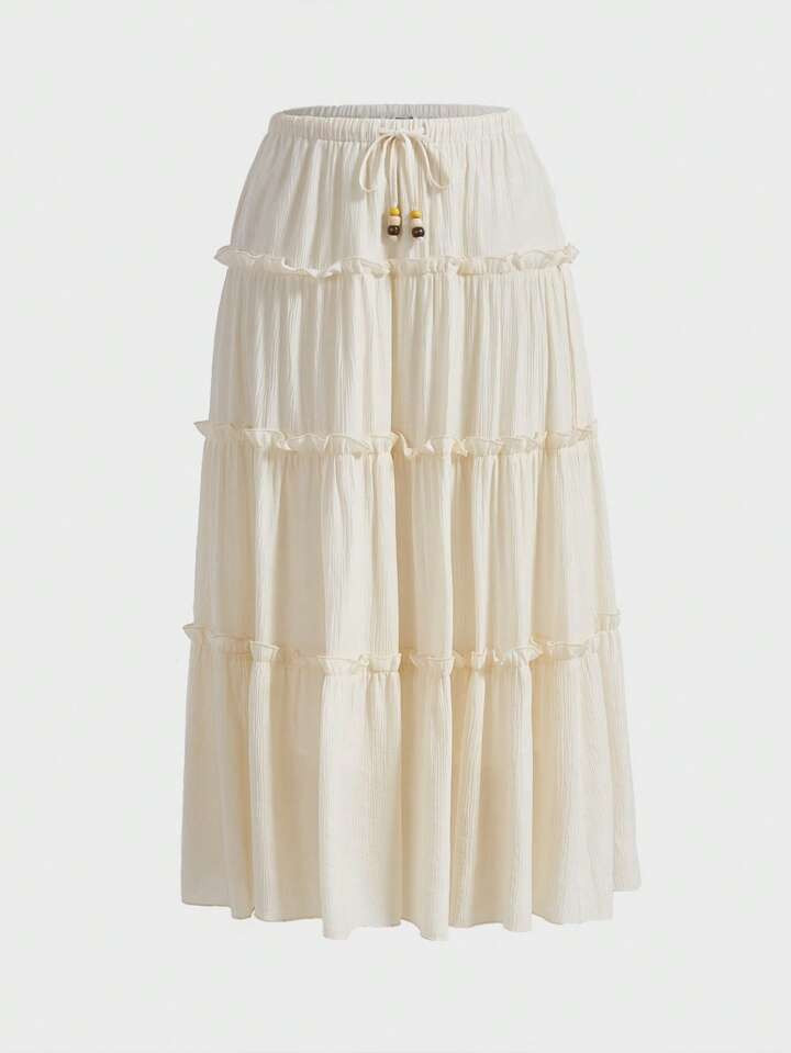 SHEIN WYWH Tie Waist Frill Trim Ruffle Hem Skirt | SHEIN